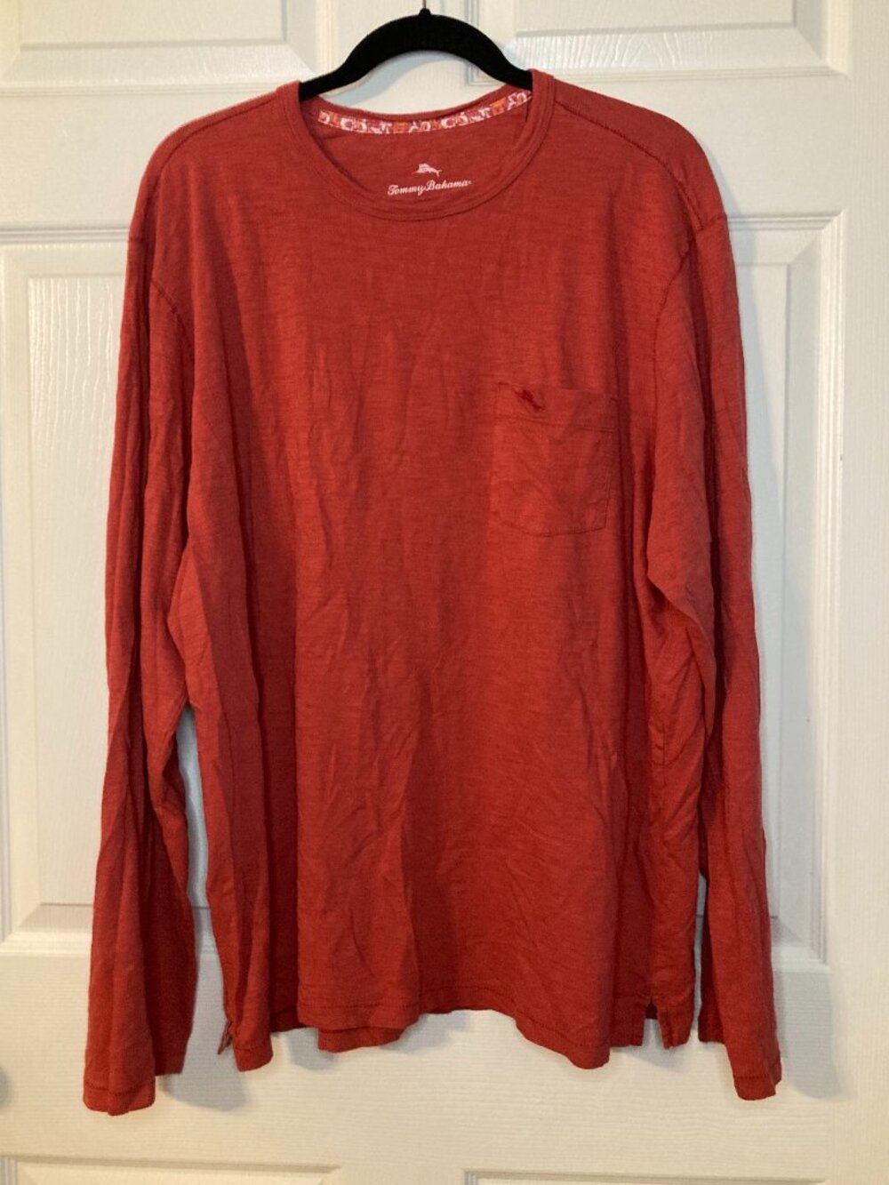 Tommy Bahama Men's Red Chest Pocket Long Sleeve T-Shirt - 100% Cotton - Size XL